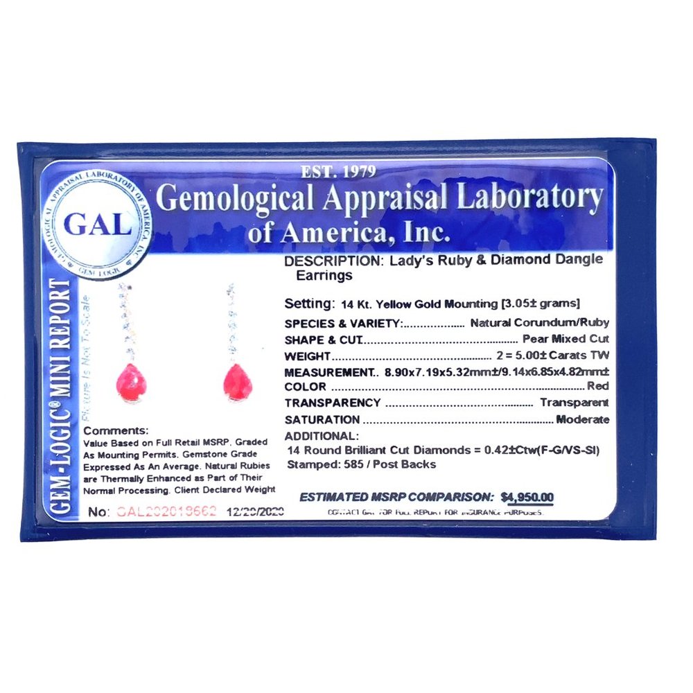 Natural Ruby Diamond Earrings 14k Gold 5.42 TCW Certified $4,950 018662 - Picture 13 of 13